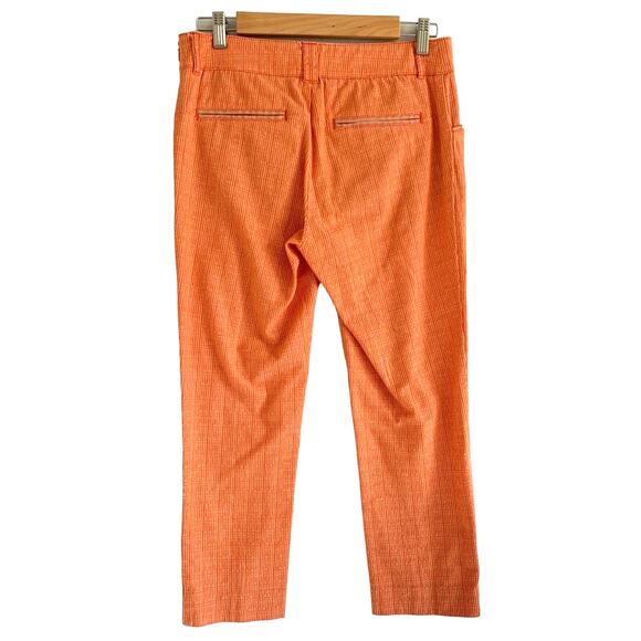 Cartonnier Anthropologie Charlie Textured Micro Striped Cotton Trouser Orange 4 - Picture 2 of 9